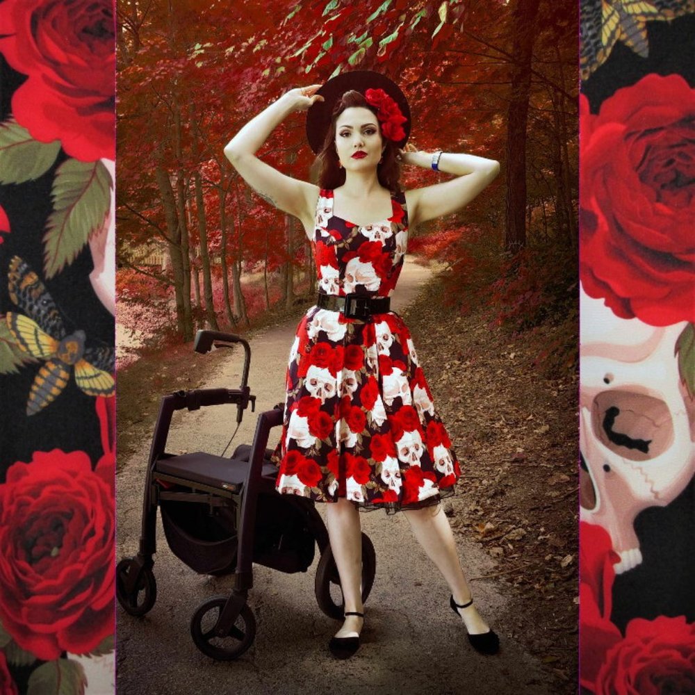 NEW plus size rockabilly dress skull skeleton goth